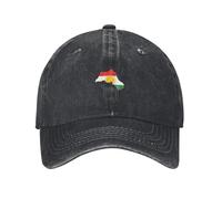 HZCRAES Unisex Baseballkappe Damen Herren, Einheitsgröße, Verschluss Verstellbar, Baumwolle, Vintage Karte Kurdistan Basecap Kappe, Washed Denim Kappe UV Schutz Outdoor Reisen Angeln