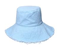 HZEYN Fischerhüte für Damen, breite Krempe, Sommer, Reisen, verstaubar, Baumwolle, Eimer, Strand, Sonnenhut, UPF 50+, Blau, Einheitsgröße