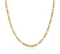 HZMAN 14K Gold Plattierte Figaro Kette für Herren Damen 3mm/5mm/7mm Edelstahl Halskette 16-30 Zoll Schmuck Geschenk (Gold,7mm,26in)