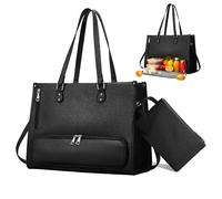 hzuisst Arbeitstasche Damen, PU Leder Handtasche mit Isoliert Kühlfach, 15,6 Zoll Laptoptasche Damen, Groß Aktentasche Damen mit Langer Schultergurt für Arbeit, Schule, Büro