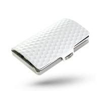 I-CLIP Edelstahl Geldbörse mit austauschbarer Geldklammer - Leder Portemonnaie - Kreditkartenetui mit Geldklammer - hochwertiger Geldbeutel - Slim Wallet - Polierter Rahmen - White Ace
