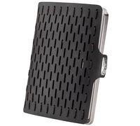 I-CLIP Edelstahl Geldbörse mit Münzfach - Slim Wallet mit Geldklammer - Mini-Portemonnaie für Herren - bis zu 10 Karten - Echtleder Satiniert Schwarz