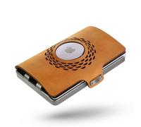 I-CLIP Original für Apple AirTag mit Geldklammer - Portemonnaie - Slim Wallet - Geldbörse kompatibel für Apple AirTag - Herren -Beige mit silbernem Rahmen