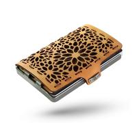 I-CLIP Original Geldbörse mit Münzfach - Damen - Leder Portemonnaie - Kreditkartenetui mit Geldklammer - hochwertiger Geldbeutel - Slim Wallet - Desert