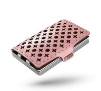 I-CLIP Original Geldbörse mit Münzfach - Damen - Leder Portemonnaie - mit Geldklammer - hochwertiger Geldbeutel - Slim Wallet - Silberner Rahmen - Rosa Leder - Bernardette