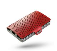 I-CLIP Original Geldbörse mit Münzfach - Leder Portemonnaie - Damen - Kreditkartenetui mit Geldklammer - kompakter Geldbeutel - Slim Wallet - Rotes Echtleder