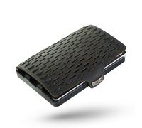 I-CLIP Original Geldbörse mit Münzfach - Slim Wallet - Leder Geldbörse mit Geldklammer - Schwarz mit schwarzem Rahmen