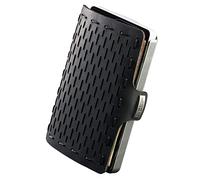 I-CLIP Original Geldbörse mit Münzfach - Slim Wallet - Leder Geldbörse mit Geldklammer - Schwarz mit silbernem Rahmen