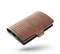 I-CLIP Original Herren Geldbörse - Slim Wallet mit Geldklammer - Mini-Portemonnaie mit Platz für bis zu 12 Karten - Ultraleicht mit nur 22g - Braunes Leder Oak mit Lochprägung - Schwarzer Rahmen