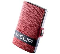 I-CLIP Original Mini Wallet mit Geldklammer - Slim Wallet - Leder Geldbörse - Portemonnaie - Damen - Kartenetui - rotes, genarbtes Echtleder