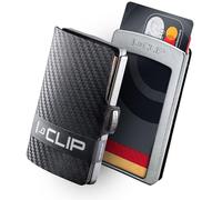 I-CLIP Original Mini Wallet mit Geldklammer - Slim Wallet - Leder Geldbörse - Premium Portemonnaie - Kartenetui - Silber Karbon