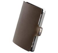 I-CLIP Original Slim Wallet - Leder Geldbörse mit Geldklammer - Glattleder Braun mit silbernem Rahmen