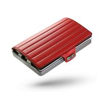 I-CLIP Original Slim Wallet - Leder Geldbörse mit Geldklammer - Mini Wallet für Karten und Geldscheine- Rotes Saddleleder mit silbernem Rahmen