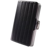I-CLIP Original Slim Wallet - Leder Geldbörse mit Geldklammer - Mini Wallet für Karten und Geldscheine- Schwarzes Saddleleder mit silbernem Rahmen