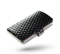 I-CLIP Slim Wallet aus Edelstahl - Leder Geldbörse mit austauschbarer Geldklammer - Leder Portemonnaie für Herren - Polierter Rahmen - Black Pearl