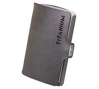I-CLIP Titan ultraleichtes High End Kreditkartenetui mit austauschbarer Geldklammer - langlebiger Titan-Kartenhalter - echt Leder Slim Wallet - Portemonnaie - Geldbörse - Dark Titanium Urban Grau