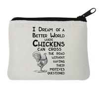 I Dream of A Better World for Chickens Neopren-Münzgeldbörse, 10 x 11 cm, Weiß