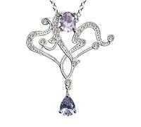 I HALSKETTE mit Anhänger I Echt Massiv Silber 925 + Zirkonia I Jugendstil Design I Steinfarbe: klar weiss violettI Online Shop Schmuck kaufen I 54078 I