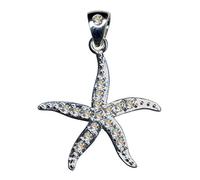 I KETTENANHÄNGER Seestern I Echt Massiv Silber 925 mit Zirkonia I Klassik Design I Steinarbe: klar weiss I Online Shop Schmuck kaufen I 51090 I