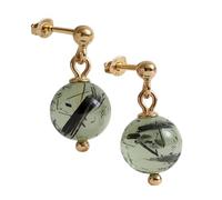 I.L.U.S Prehnit Ohrringe aus vergoldetem 925 Silber - Handgefertigte Naturstein Kugel Ohrstecker Grün - Edelstein Schmuck Geschenk für Damen, Mädchen & Teenager