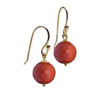 I.L.U.S Roter Edelstein Ohrringe Gold Natur Kristall Ohrringe Hängend Jasper Kristall Schmuck Geschenk Teenager Hängeohrringe Facettierte Steinperlen 10mm