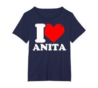 I Love Anita T-Shirt, Damen Große Größen, Marineblau, 1X