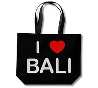 I Love Bali - Einkaufstasche aus Baumwolle, Schwarz , Einheitsgröße