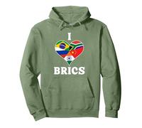 I Love BRICS - Brasilien, Russland, Indien, China und Südafrika Pullover Hoodie, Unisex für Erwachsene, Salbeigrün, XL