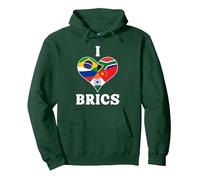 I Love BRICS - Brasilien, Russland, Indien, China und Südafrika Pullover Hoodie, Unisex für Erwachsene, Waldgrün, XL