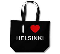 I Love Helsinki - Einkaufstasche aus Baumwolle, Schwarz , Einheitsgröße