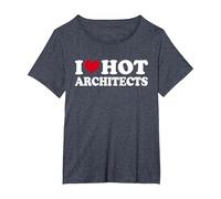 I Love Hot Architects Architekt T-Shirt, Damen Große Größen, Blau Meliert, 5X