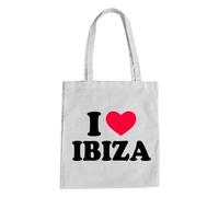 I Love Ibiza Baumwolltasche - Urlaub Insel Eivissa Rave Island Party Weiß