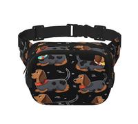 I Love My Dog Dackel-Gürteltasche für Damen, wasserdicht, verstellbar, modisch, lässig, Umhängetasche, Bauchtasche für Laufen, Workout, Wandern, Reisen, Schwarz, Einheitsgröße, Schwarz , Einheitsgröße