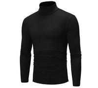 I Love My T-Shirt mit hohem Kragen, modische Thermo-Unterwäsche für Herren, einfarbig, T-Shirt, Bluse, Pullover, Langarm-Top, Polyester-T-Shirt, Schwarz , M