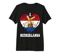 I Love Netherlands Amsterdam Dutch Pride Flagge Herz Grafik Premium T-Shirt