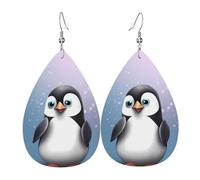 "I Love Pinguin"-Ohrringe für Frauen, Tropfenform, Leder, doppelseitig, baumelnd, leicht, Damen-Ohrschmuck, Schmuck, modisches Geburtstagsgeschenk