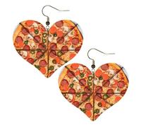 "I Love Pizza"-Leder-Ohrringe für Damen, Herz-Ohrringe, leichte Tropfenohrringe, Schmuckgeschenk, Einheitsgröße, Leder, Kein Edelstein