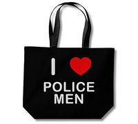 I Love Police Men - Einkaufstasche aus Baumwolle, Schwarz , Einheitsgröße