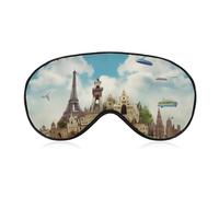 I Love to Travel Augenmaske, seitliche Schlafmaske, leichte Augenbinde, Schlafmaske, Nasenpolster und Gummiband für Kinder, Frauen und Männer