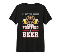 I Love Two Things Firefighting Beer Firefighter Fireman Premium T-Shirt