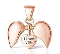 I Love You Liebes Herz Charm, 925 Sterling Silber mit Roségold passend für Pandora Moments Armbänder und Halsketten - Geschenkfür Damen Mama, Nan, Ehefrau, Tochter, Schwester - Ich Libe dich
