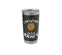 I Practice Stitch Craft - Yarn Knitting - Knitter's Gift Doppelwandiger Edelstahl-Thermobecher