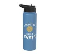 I Practice Stitch Craft - Yarn Knitting - Knitter's Gift Stainless Steel Insulated Water Bottle