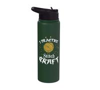 I Practice Stitch Craft - Yarn Knitting - Knitter's Gift Stainless Steel Insulated Water Bottle