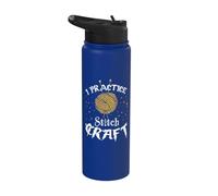 I Practice Stitch Craft - Yarn Knitting - Knitter's Gift Stainless Steel Insulated Water Bottle