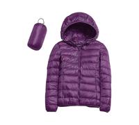 (I-purple,Medium)A-womens Casual Lightweight Hooded Down Jacket Packable Puffer Coats Ultra Light Weight Short Down Jacket With Storage Bag