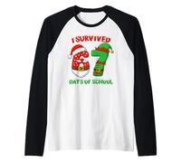 I Survived 67 Days of School Christmas Santa Elf Six Seven Raglan