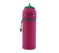 I-TOTAL® - Federmäppchen aus weichem Silikon für die Schule, ausziehbar mit konturierter Form (Ellie Eggplant)