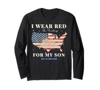 I Wear Red On Friday for My Son Red Friday Military US Flag Langarmshirt