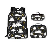 Ialtsidws Animal Schulrucksack, 3-in-1-Organizer-Set, leichter Rucksack + Federmäppchen für Kinder, Katze, Einheitsgröße, Modern
